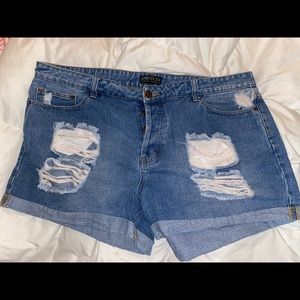 Forever 21 denim high waisted distress shorts PLUS